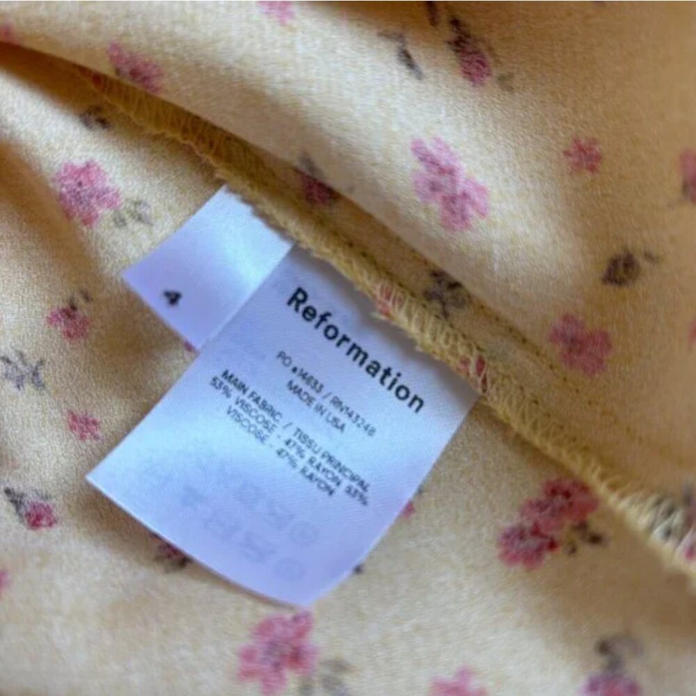 Reformation Mustard Floral Midi Dress - Size US 4 - Picture 8 of 8
